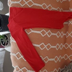 Free People Red V Neck Body Suit -XS